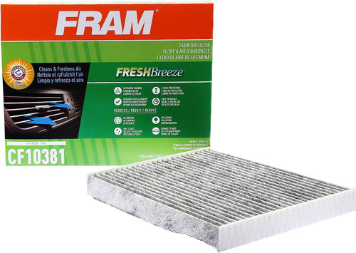 Fresh Breeze Cabin Air Filter Replacement for Car Passenger Compartment W/ Arm and Hammer Baking Soda, Easy Install, CF10381 for Select Hyundai and Kia Vehicles, White