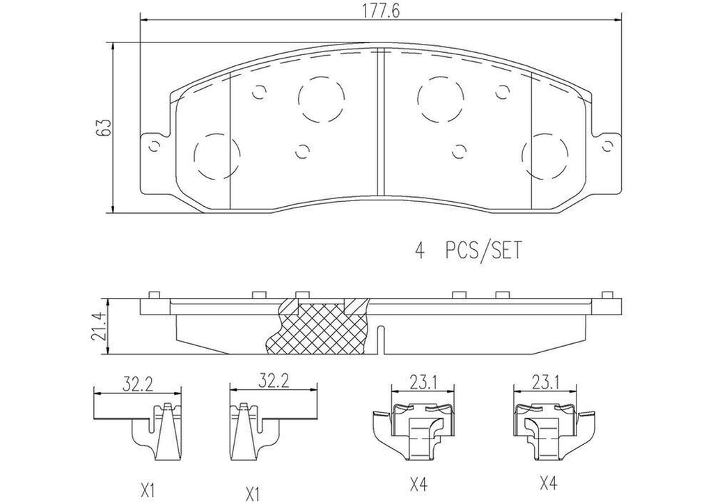 Brembo Front Disc Brake Pad Set for F-250 Super Duty, F-350 Super Duty (P24130N)