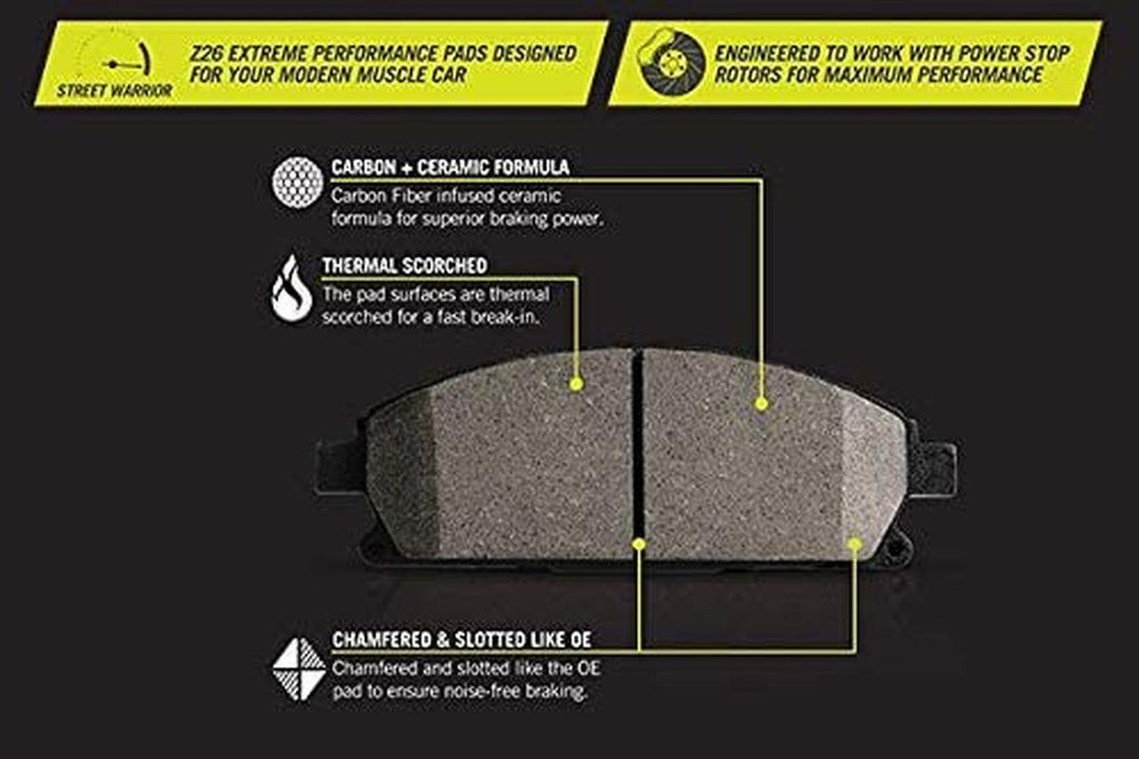 Power Stop Rear Z26-1053 Carbon-Fiber Ceramic Brake Pads Street Performance Z26