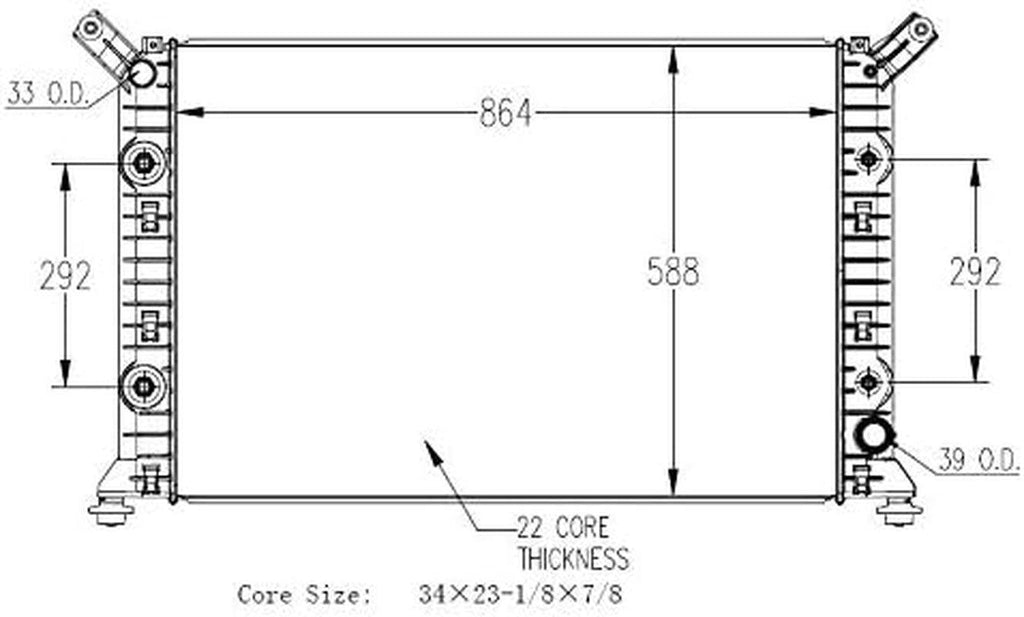 13301 Radiator Compatible with 2011-2019 Chevrolet Silverado