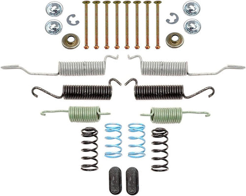 Professional 18K1596 Front Drum Brake Hardware Kit with Springs, Pins, Retainers, Washers, and Caps