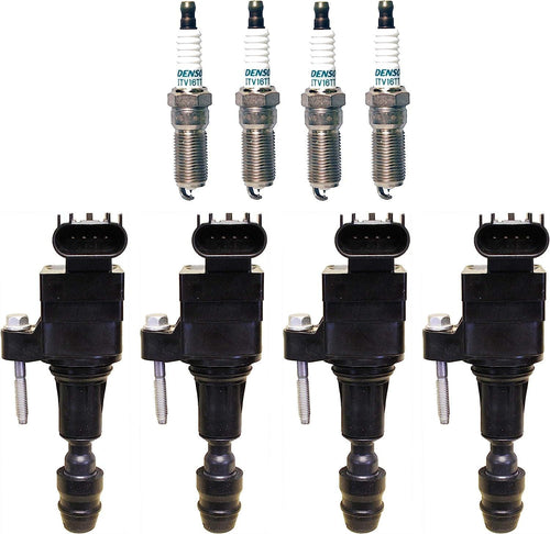 Denso 4 Ignition Coil 4 Iridium TT Spark Plug 0.04 Kit for Chevy Pontiac GMC L4