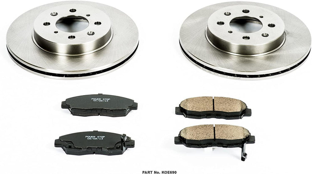 Front KOE690 Stock Replacement Brake Pad and Rotor Kit Autospecialty