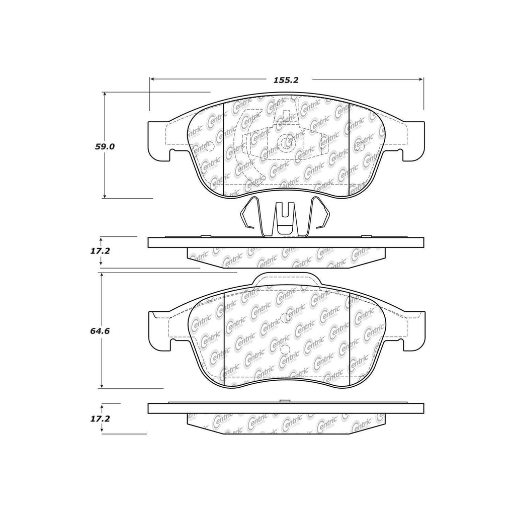 Centric Front Disc Brake Pad for Oroch, Captur, Duster, Fluence (102.16270)