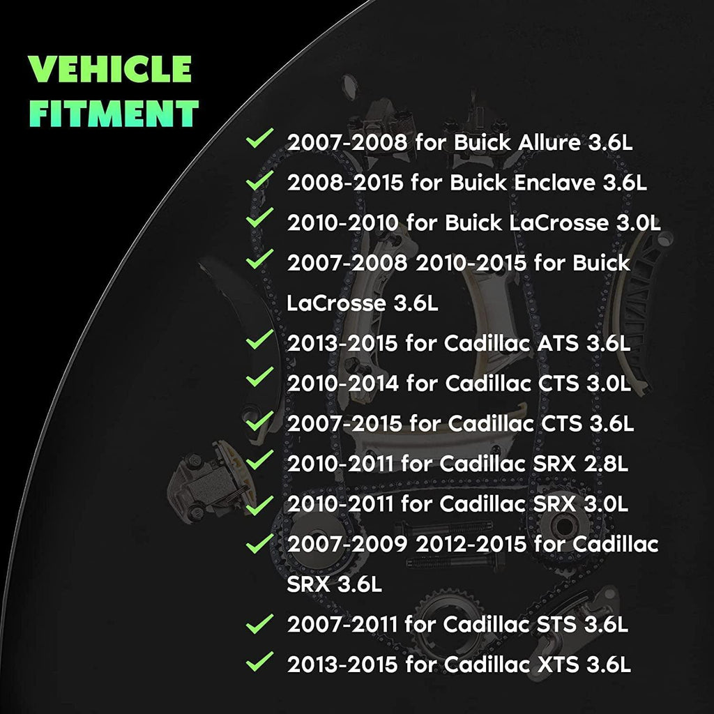 Timing Chain Kit Fits for 2007-2015 for Cadillac for Buick for Chevrolet for GMC for Saab for Saturn for Suzuki CTS SRX Enclave Lacrosse ATS XTS Aro Ca 3.0L 2.8L 3.6L 3.2L 9-0753S