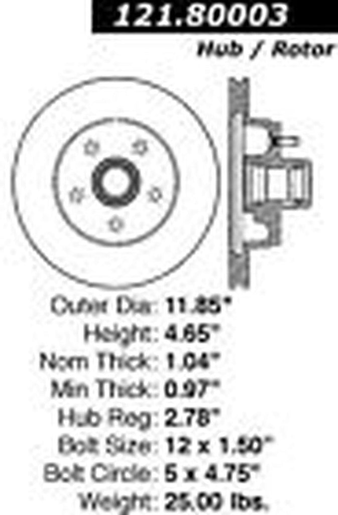 Centric Front Disc Brake Rotor for Camaro, Firebird (121.80003)
