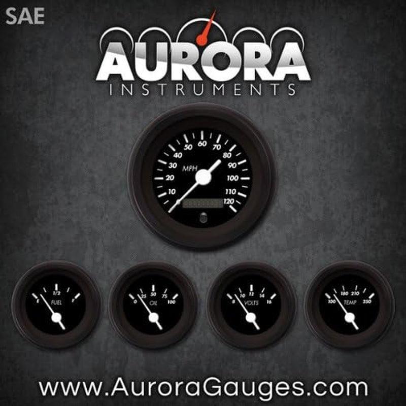 1184 Marker Black SAE 5-Gauge Set (White Vintage Needles, Black Trim Rings, Style Kit Installed)