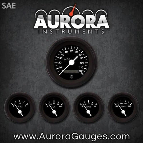 1184 Marker Black SAE 5-Gauge Set (White Vintage Needles, Black Trim Rings, Style Kit Installed)