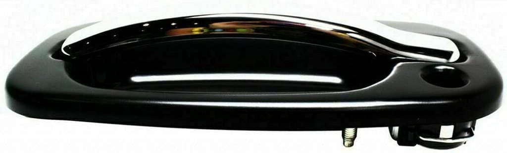 for Chevy Silverado 1500 HD Exterior Door Handle Front Driver Side Smooth Black Bezel with Chrome Lever 2001-2006 | with Key Hole | Trim: LS/LT | GM1310149 | 15745149