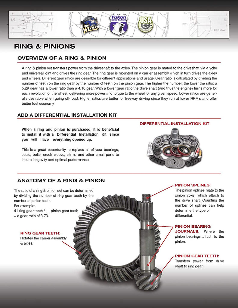 (ZG D60R-456R-T) Replacement Ring and Pinion Gear Set for Dana 60 Reverse Rotation Differential