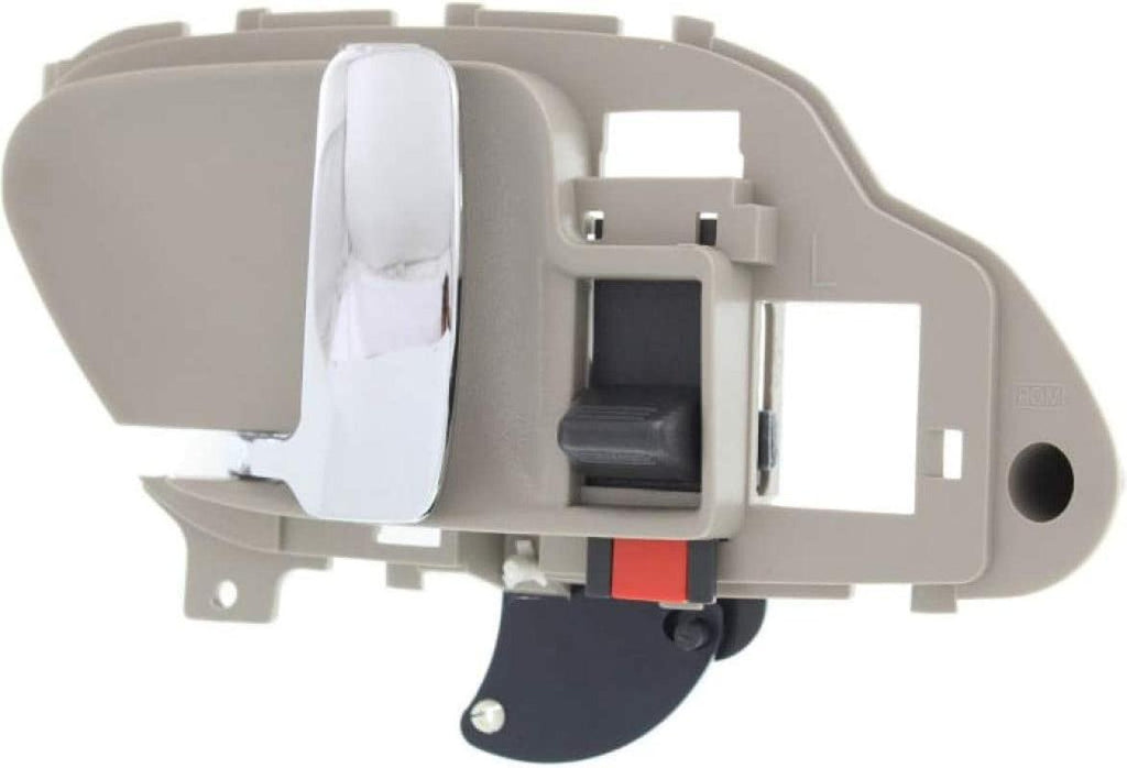 for Chevy K3500 Interior Door Handle Front or Rear Driver Side Beige Bezel with Chrome Lever 1995-2000 | with Door Lock Button| Trim: Base/Silverado/Cheyenne