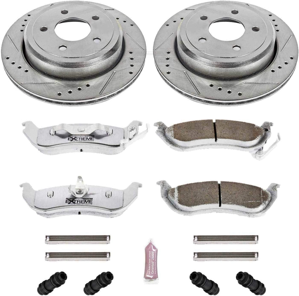 K1368-26 Rear Z26 Carbon Fiber Brake Pads with Drilled & Slotted Brake Rotors Kit