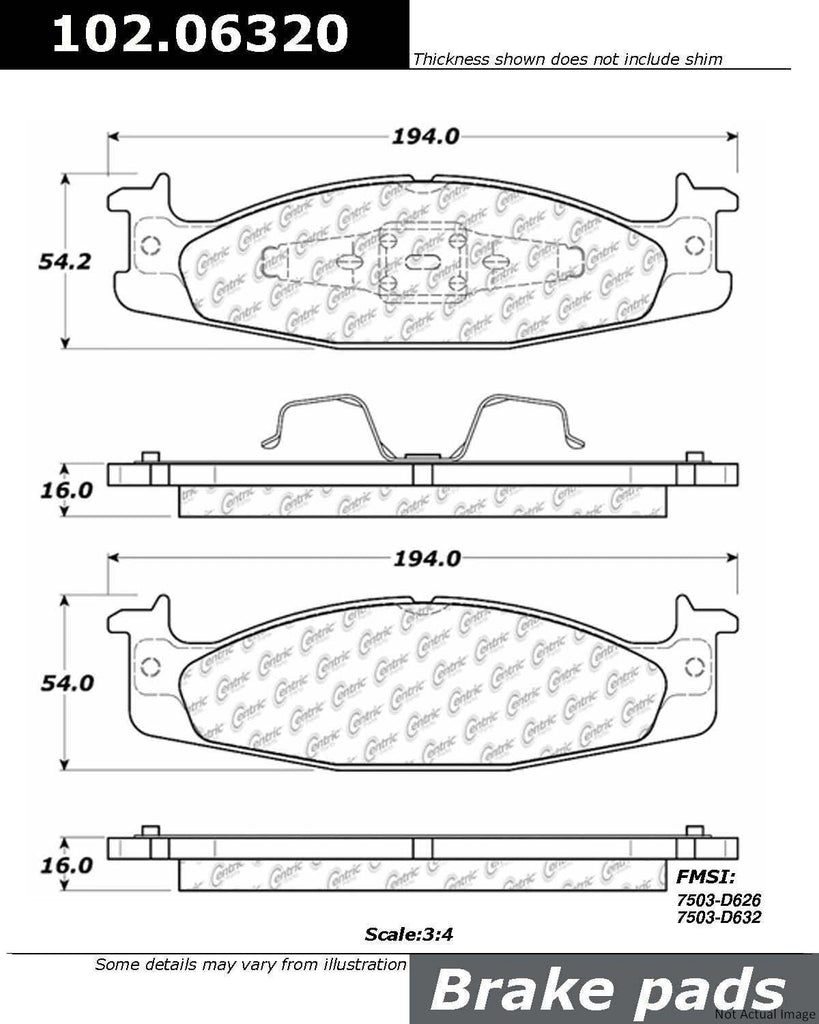 Centric Front Disc Brake Pad for Ford (102.06320)