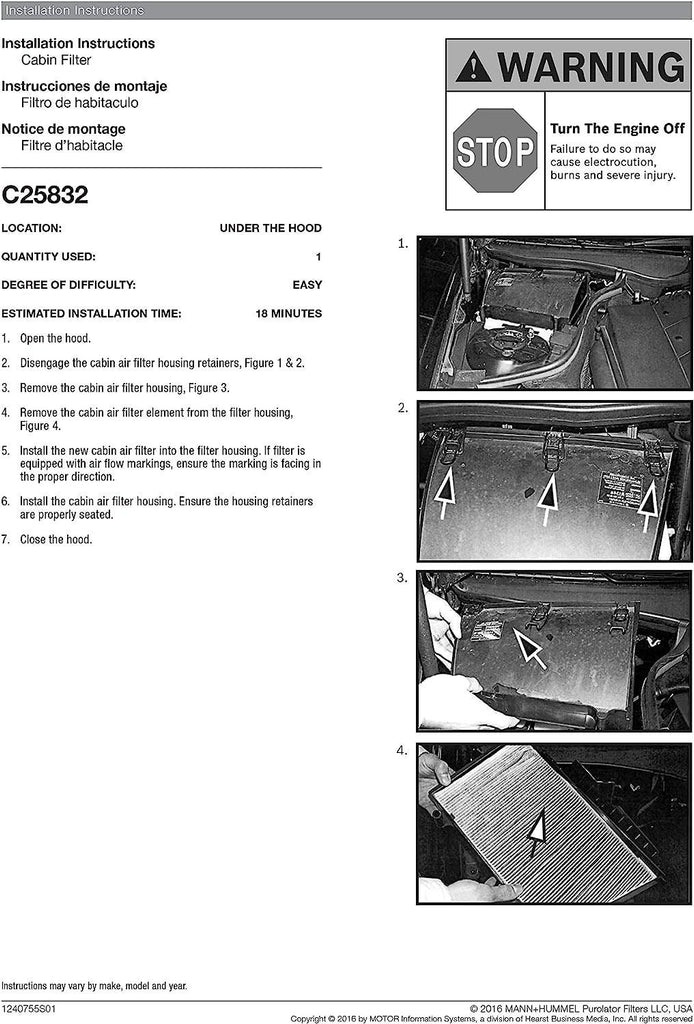 C25832 one Advanced Cabin Air Filter Compatible with Select Mercedes-Benz Vehicles