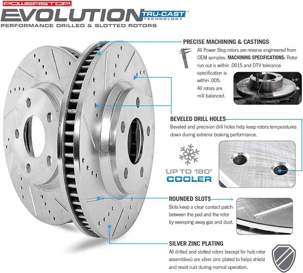 K6373 Front and Rear Z23 Carbon Fiber Brake Pads with Drilled & Slotted Brake Rotors Kit