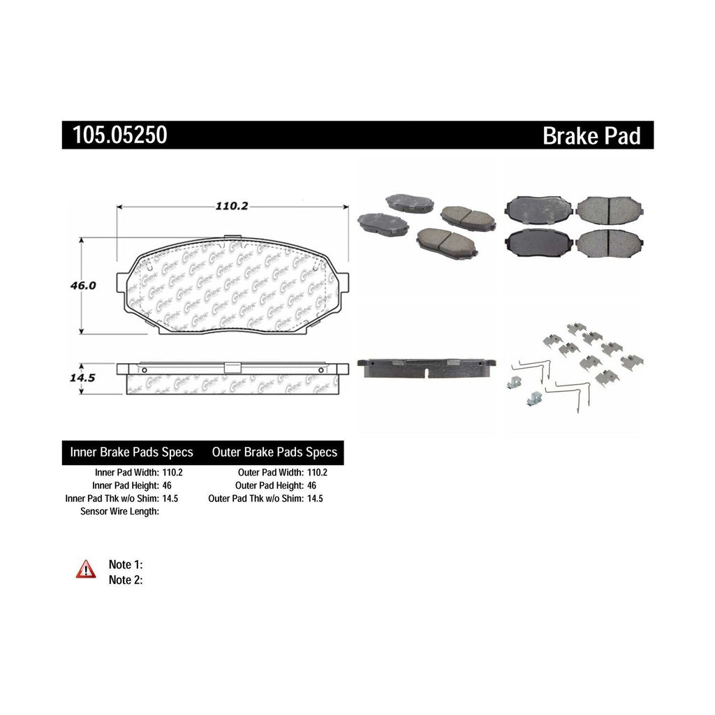 Centric Front Disc Brake Pad for Storm, Stylus, Miata, Impulse (105.05250)