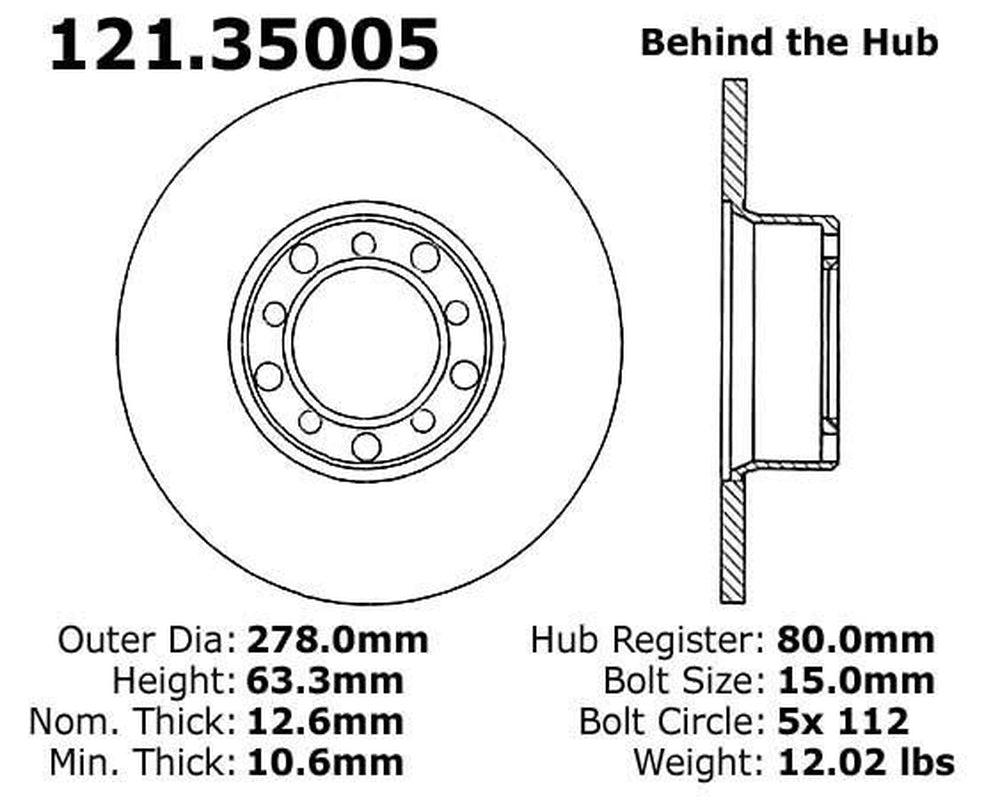Centric Front Disc Brake Rotor for Mercedes-Benz (121.35005)