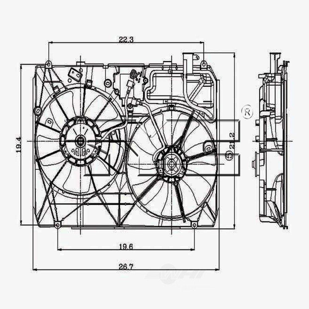 TYC 620960 Dual Radiator and Condenser Fan for 04-05 Toyota Sienna TO3115134 Fits 2005 Toyota Sienna