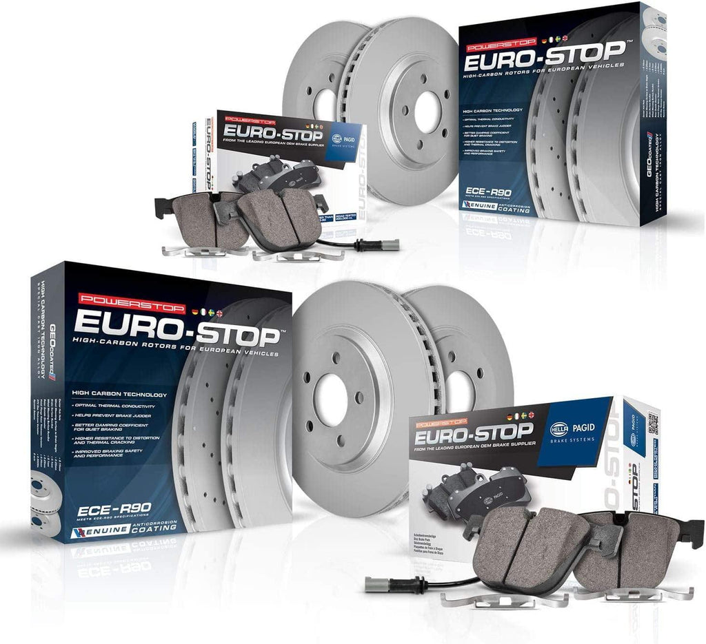 ESK7501 Euro-Stop Front and Rear Brake Kit- Coated Brake Rotors & Ceramic Brake Pads