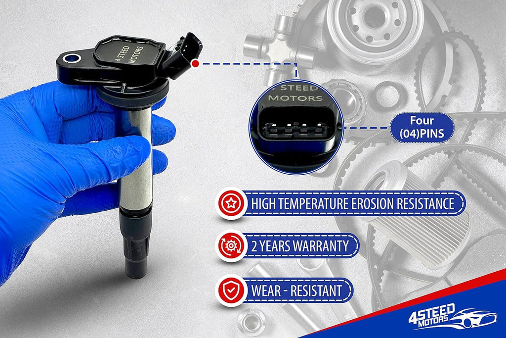 Set of 4 Ignition Coil Pack with Spark Plugs Fit for Toyota Corolla Matrix Prius Scion IM Scion XD Lexus CT200H & More Replaces# UF-596, UF-619, 90919-02258, 90919-01275, 93501