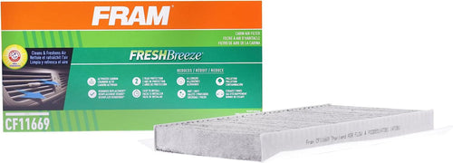 Fresh Breeze Cabin Air Filter Replacement for Car Passenger Compartment W/ Arm and Hammer Baking Soda, Easy Install, CF11669 for Select Saab Vehicles , White