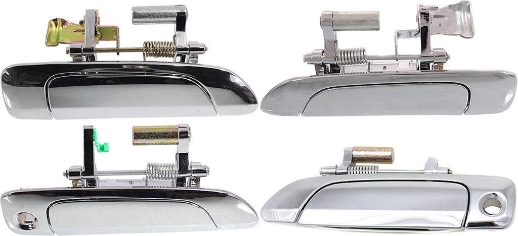 Front and Rear Exterior Door Handle Set of 4 Compatible with 2001-2005 Honda Civic Chrome Driver and Passenger Side
