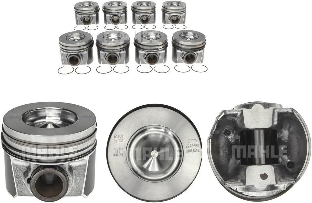 MAHLE Pistons & Ring Kit (+.020" / .050Mm) for 2008-2010 Ford 6.4L Diesel Powerstroke 224-3666WR.050