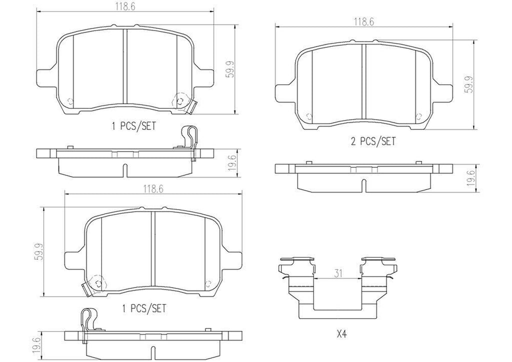 Front Disc Brake Pad Set for Sky, Solstice, Cobalt, G5, Ion+More (P10030N)