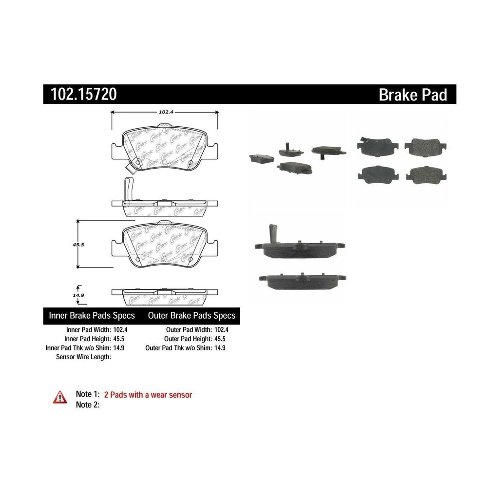 Centric Rear Disc Brake Pad for 09-14 Corolla (102.15720)