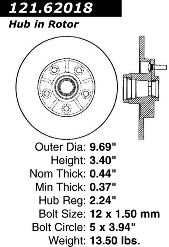 Centric Front Disc Brake Rotor for 1984-1987 Fiero (121.62018)