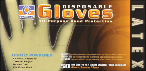 Permatex 09193 One Size Fits All Latex Disposable Gloves, 50-Count Box
