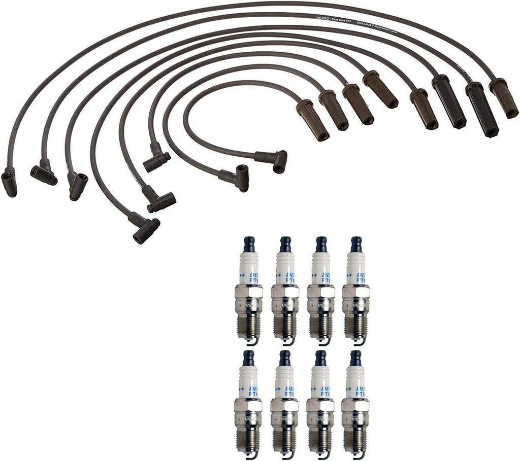 Denso Wire Set 8Mm & 8 Double Platinum Spark Plug.05 Kit for Cadillac 4.5 4.9 V8