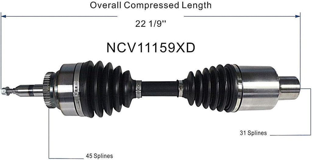 NCV11159XD XD Series CV Axle Shaft Assembly for Extreme Weather Environments - Right Front (Passenger Side), Gray