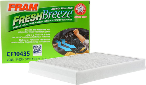 Fresh Breeze Cabin Air Filter Replacement for Car Passenger Compartment W/ Arm and Hammer Baking Soda, Easy Install, CF10435 for Select Land Rover and Volvo Vehicles , White