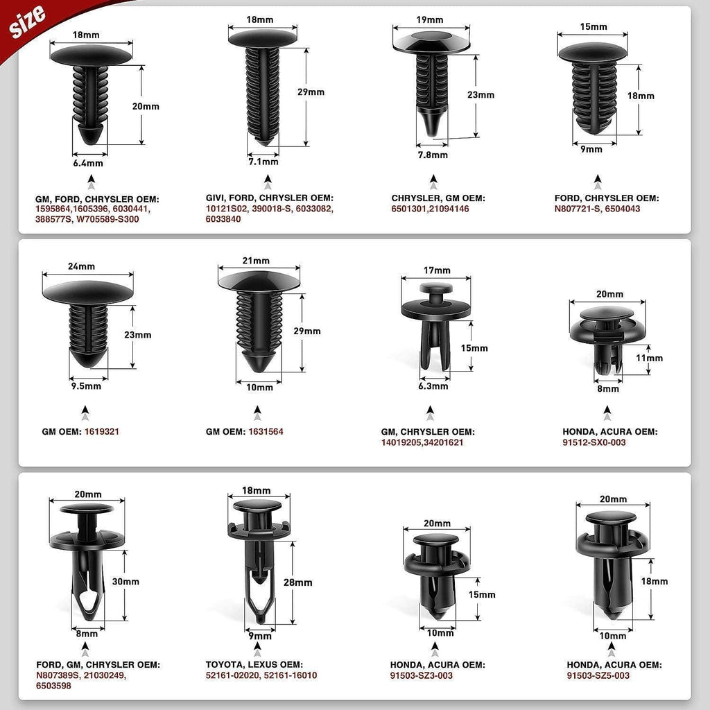 240PCS Bumper Retainer Clips with Fastener Remover Car Plastic Rivets Fasteners Push Retainer Kit -Door Trim Panel Clips for Toyota GM Ford Honda Acura Chrysler,2 Years Warranty