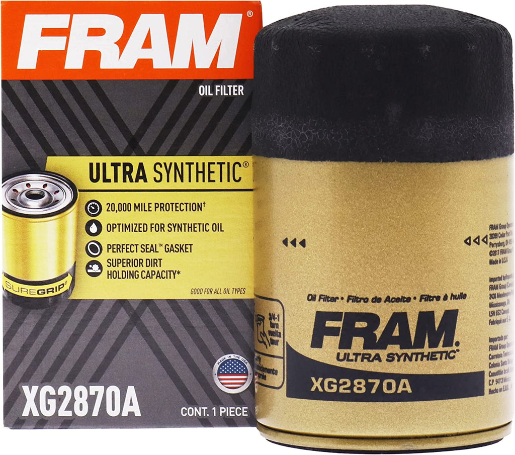 Ultra Synthetic Automotive Replacement Oil Filter, Designed for Synthetic Oil Changes Lasting up to 20K Miles, XG2870A with Suregrip (Pack of 1)