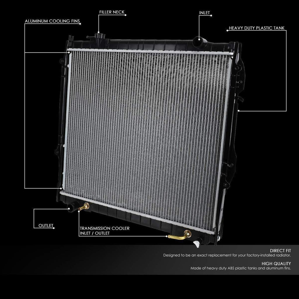 OEM-RA-1755 1-Row OE Style Aluminum Cooling Radiator Compatible with 95-04 Tacoma AT, 25-1/2" W X 22-5/8" H X 1" D, 1-3/8" Inlet, 1-3/8" Outlet