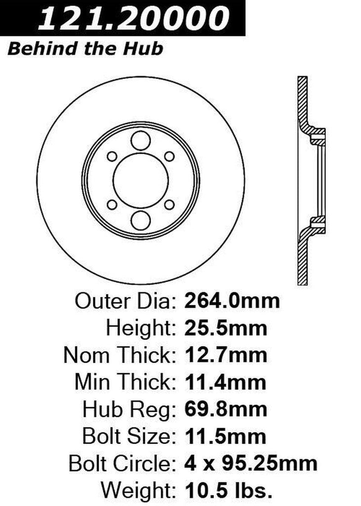 Centric Rear Disc Brake Rotor for Jaguar (121.20000)