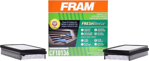 Fresh Breeze Cabin Air Filter Replacement for Car Passenger Compartment W/ Arm and Hammer Baking Soda, Easy Install, CF10136 for GM Vehicles, White