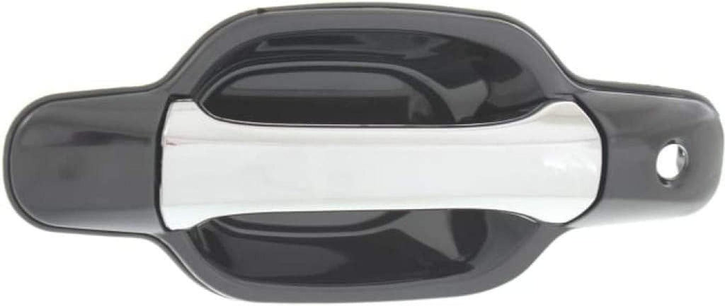 For Chevy Colorado Exterior Door Handle Front Driver Side Smooth Black Bezel with Chrome Lever 2004-2012 | with Key Hole| Trim: LS/LT/WT