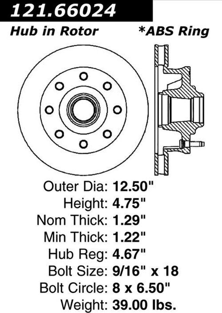 Centric Front Disc Brake Rotor for G30, G3500 (121.66024)