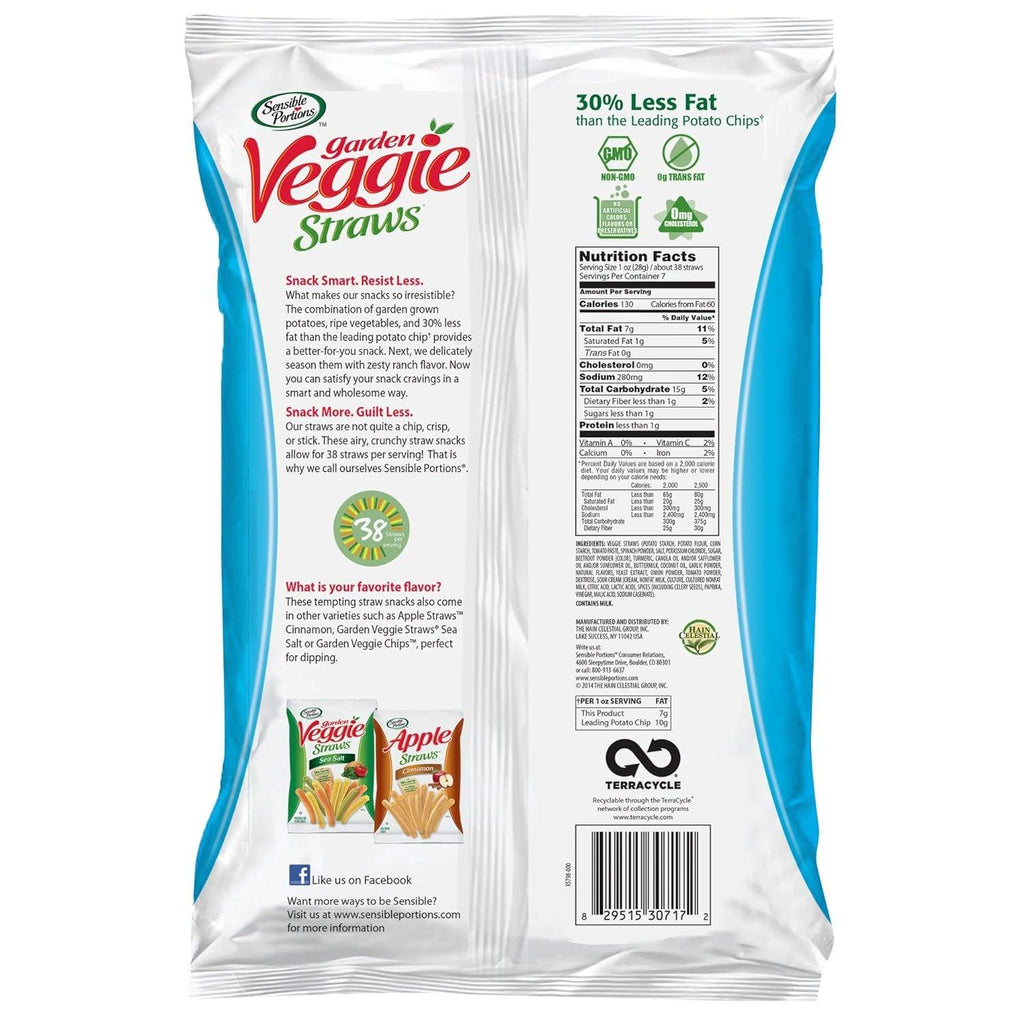Sensible Portions Garden Veggie Straws Zesty Ranch, 7 Oz