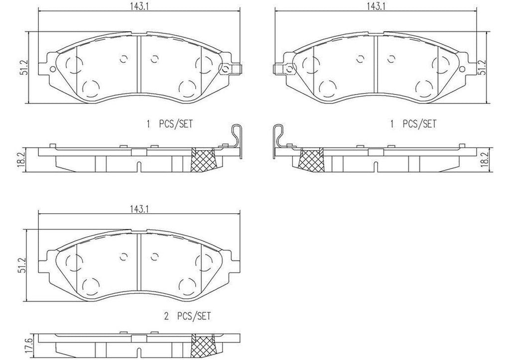 Front Disc Brake Pad Set for Spark EV, Spark, Aveo, Aveo5, G3+More (P10032N)