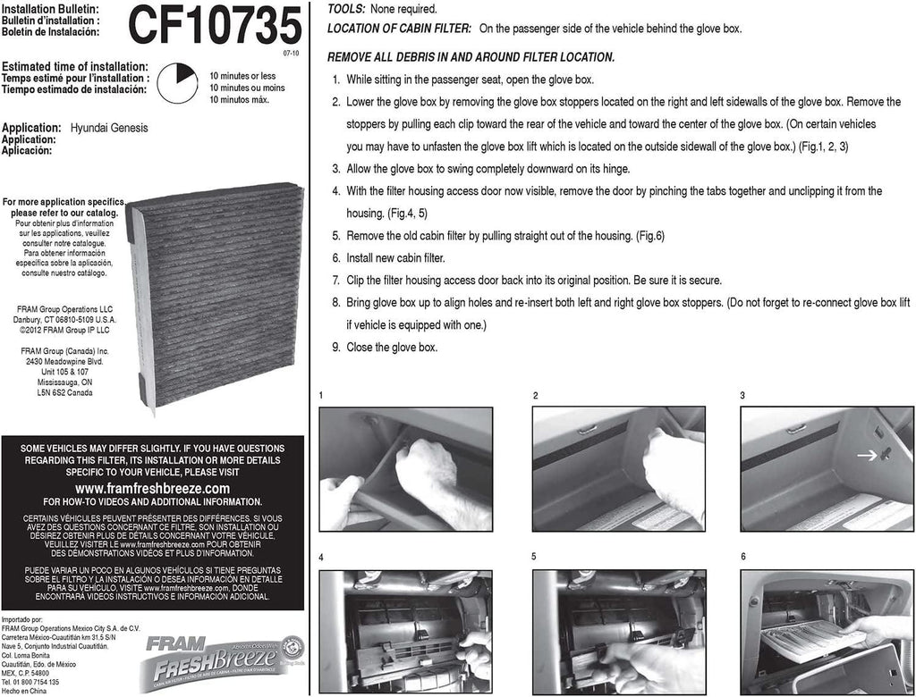 Fresh Breeze Cabin Air Filter with Arm & Hammer Baking Soda, CF10735 for Select Genesis and Hyundai Vehicles , White