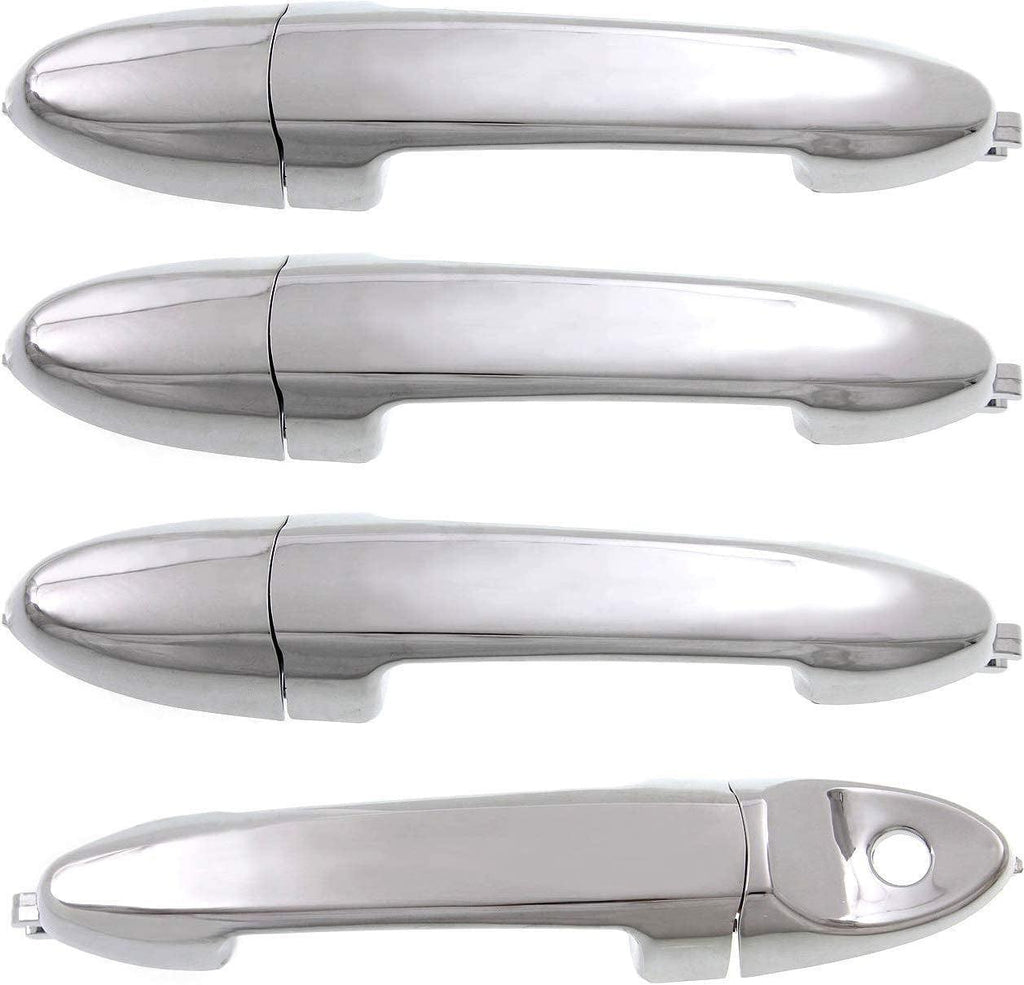 Front and Rear Exterior Door Handle Set of 4 Compatible with 2005-2011 Mercury Mariner, Fits 2008-2011 Mazda Tribute, Fits 2008-2012 Ford Escape Chrome Driver and Passenger Side