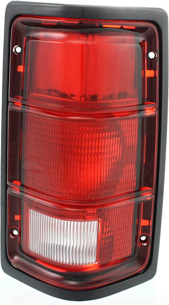 Tail Light Lens and Housing Compatible with 1987-1996 Dodge Dakota Black Trim, from 11-2-1987, Set of 2, Driver and Passenger Side Clear & Red Lens
