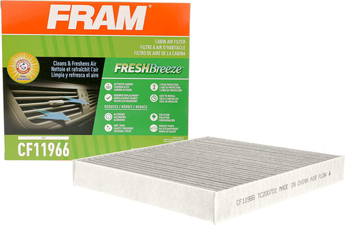 Fresh Breeze Cabin Air Filter with Arm & Hammer Baking Soda, CF11966 for Select Buick, Cadillac, Chevrolet and GMC Vehicles , White