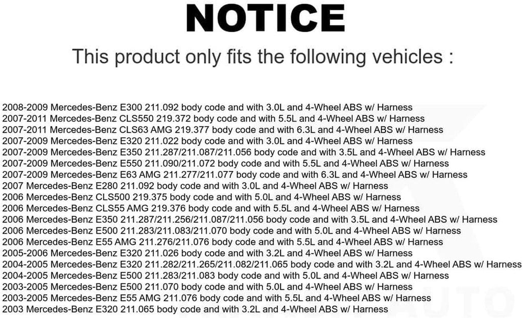 Mpulse Rear ABS Wheel Speed Sensor SEN-2ABS0095 for Mercedes-Benz E350 E320 E500 CLS550 CLS500 E550 E55 AMG E63 CLS55 CLS63 E300 E280 W/Harness