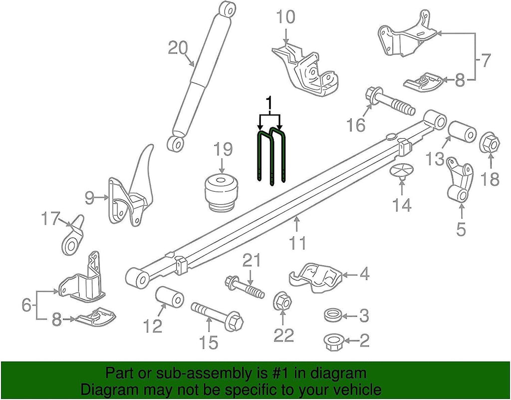 11610959 M18X2.5X315 Rear Spring U-Bolt, Black