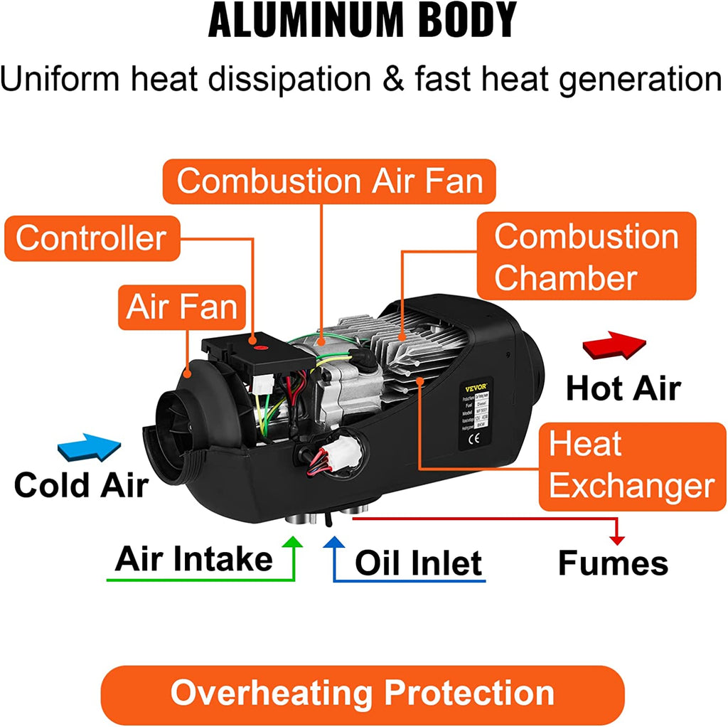 5KW Diesel Air Heater 12V Diesel Heater 15L Tank Diesel Parking Heater 5000W with LCD Thermostat for RV Bus Motorhome and Boats